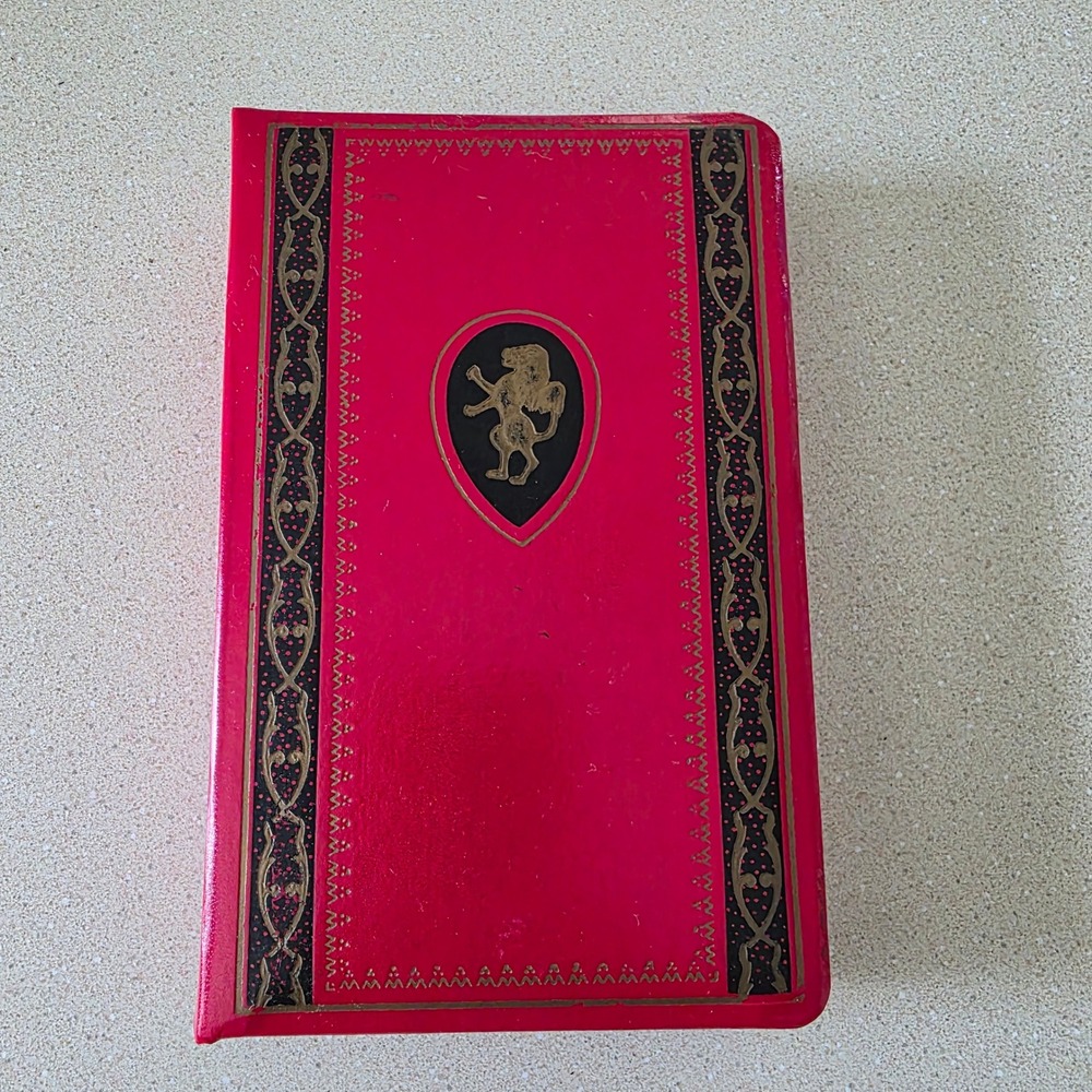 Vintage Address Book Organizer Red Gold Lion Crest Mid Century Japan Unused